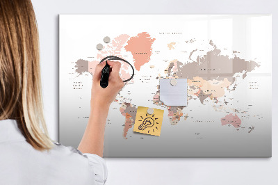 Magnetic erase board World map