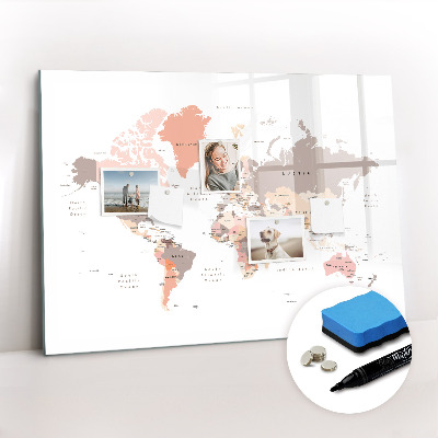 Magnetic erase board World map