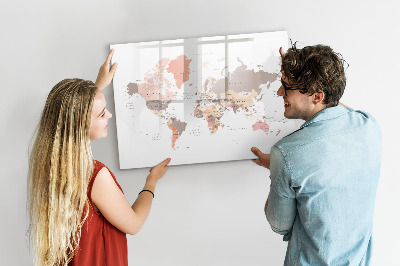Magnetic erase board World map
