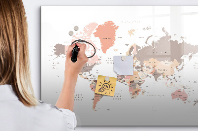 Magnetic erase board World map