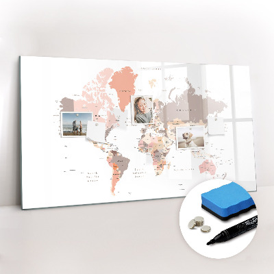 Magnetic erase board World map