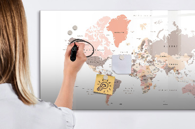Magnetic erase board World map
