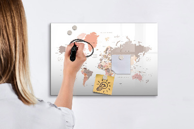 Magnetic erase board World map