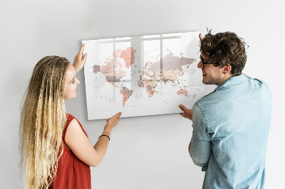 Magnetic erase board World map