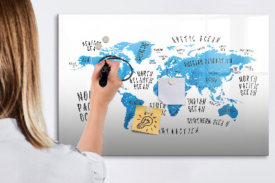 Magnetic erase board Blue earth map