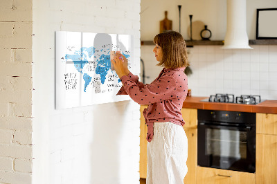 Magnetic erase board Blue earth map