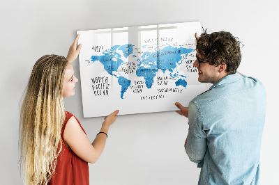 Magnetic erase board Blue earth map