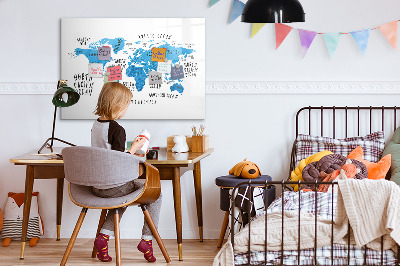 Magnetic erase board Blue earth map