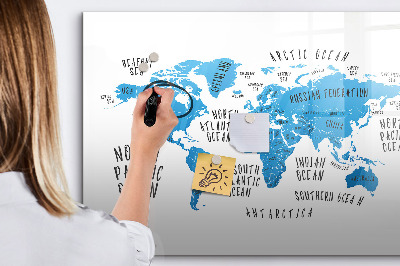Magnetic erase board Blue earth map