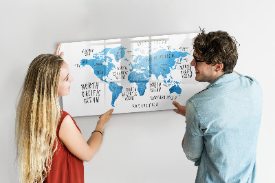 Magnetic erase board Blue earth map