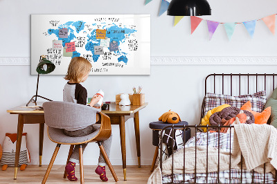 Magnetic erase board Blue earth map