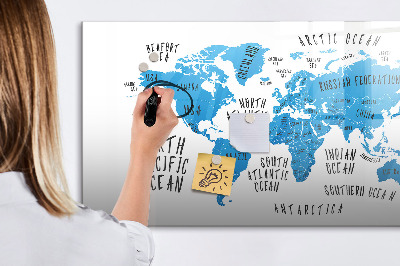 Magnetic erase board Blue earth map