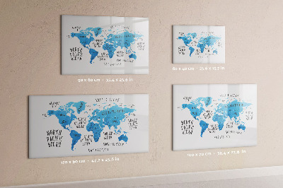 Magnetic erase board Blue earth map