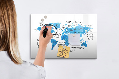 Magnetic erase board Blue earth map