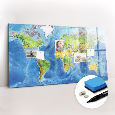 Magnetic writing board World map