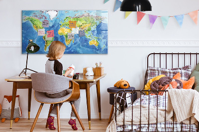 Magnetic writing board World map