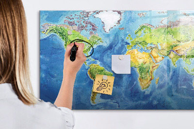 Magnetic writing board World map