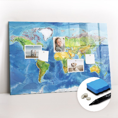 Magnetic writing board World map