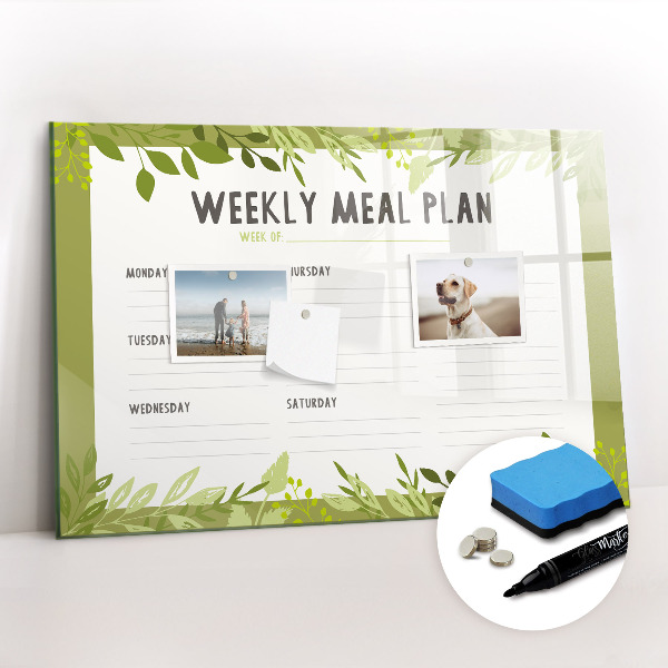 Magnetic writing board Weekly menu