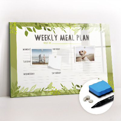 Magnetic writing board Weekly menu
