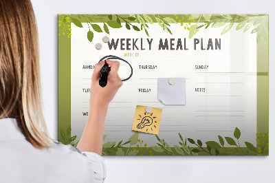 Magnetic writing board Weekly menu