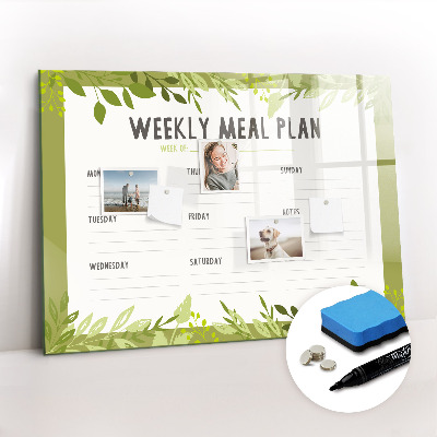 Magnetic writing board Weekly menu