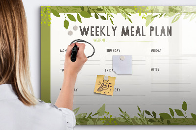 Magnetic writing board Weekly menu