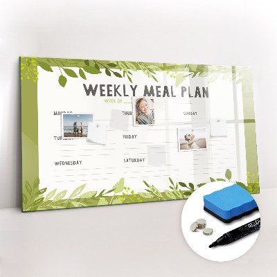 Magnetic writing board Weekly menu