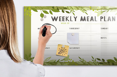 Magnetic writing board Weekly menu