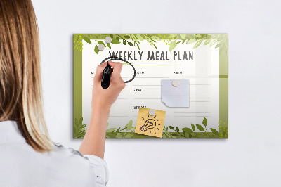Magnetic writing board Weekly menu
