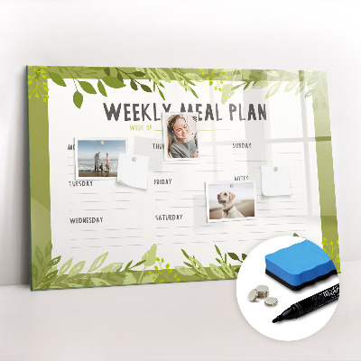 Magnetic writing board Weekly menu