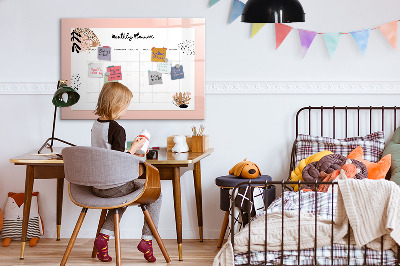 Magnetic erase board Monthly planner with flowers