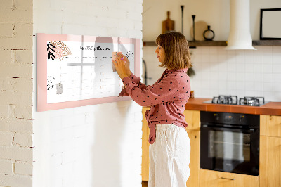 Magnetic erase board Monthly planner with flowers