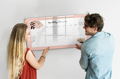 Magnetic erase board Monthly planner with flowers