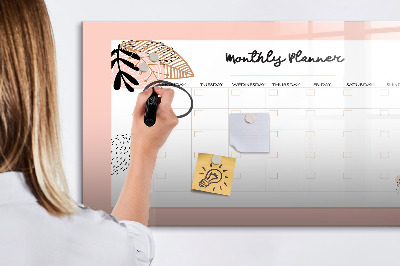 Magnetic erase board Monthly planner with flowers