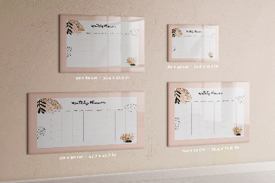 Magnetic erase board Monthly planner with flowers