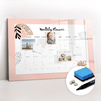Magnetic erase board Monthly planner with flowers