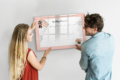 Magnetic erase board Monthly planner with flowers