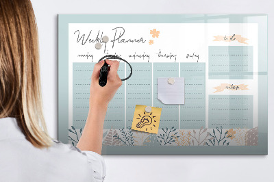 Magnetic board for writing Weekly Schedule