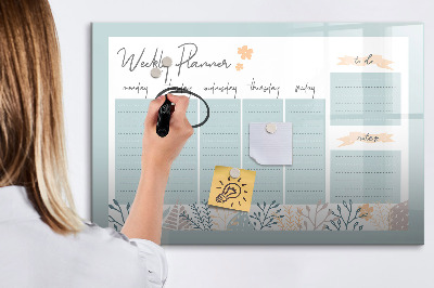 Magnetic erase board Weekly schedule