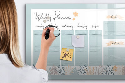 Magnetic erase board Weekly schedule
