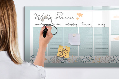 Magnetic erase board Weekly schedule