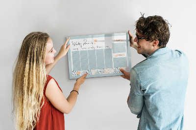 Magnetic erase board Weekly schedule