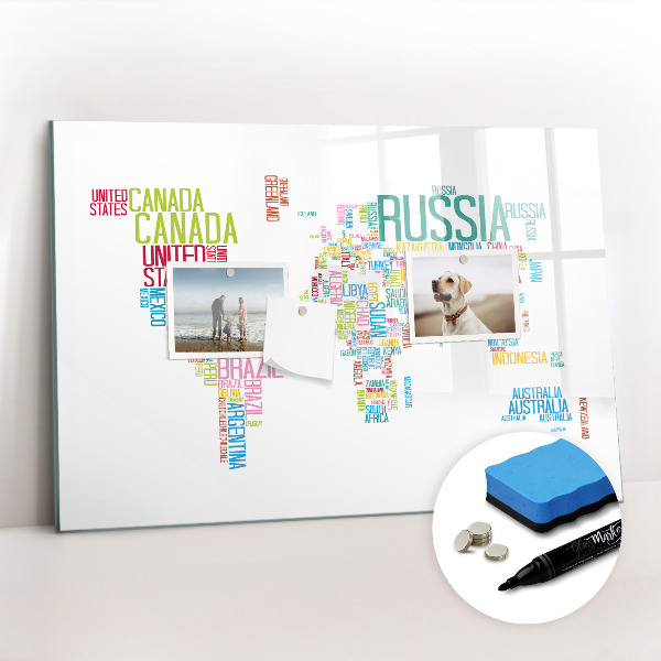 Magnetic erase board Map with country names