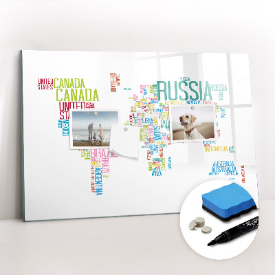 Magnetic erase board Map with country names