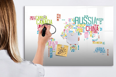 Magnetic erase board Map with country names