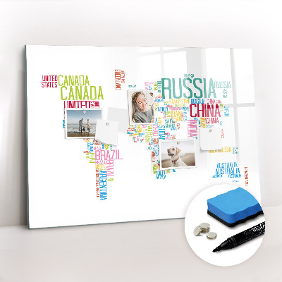Magnetic erase board Map with country names