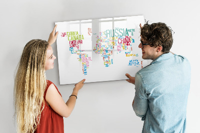 Magnetic board for writing Map with Country Names