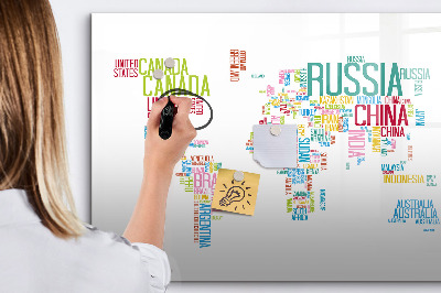 Magnetic erase board Map with country names