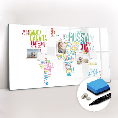 Magnetic erase board Map with country names